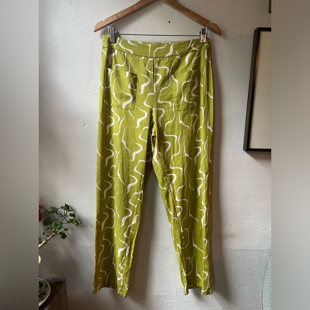 Le Lis Linen Blend Pants Patch Pockets and Rear Zip Closure